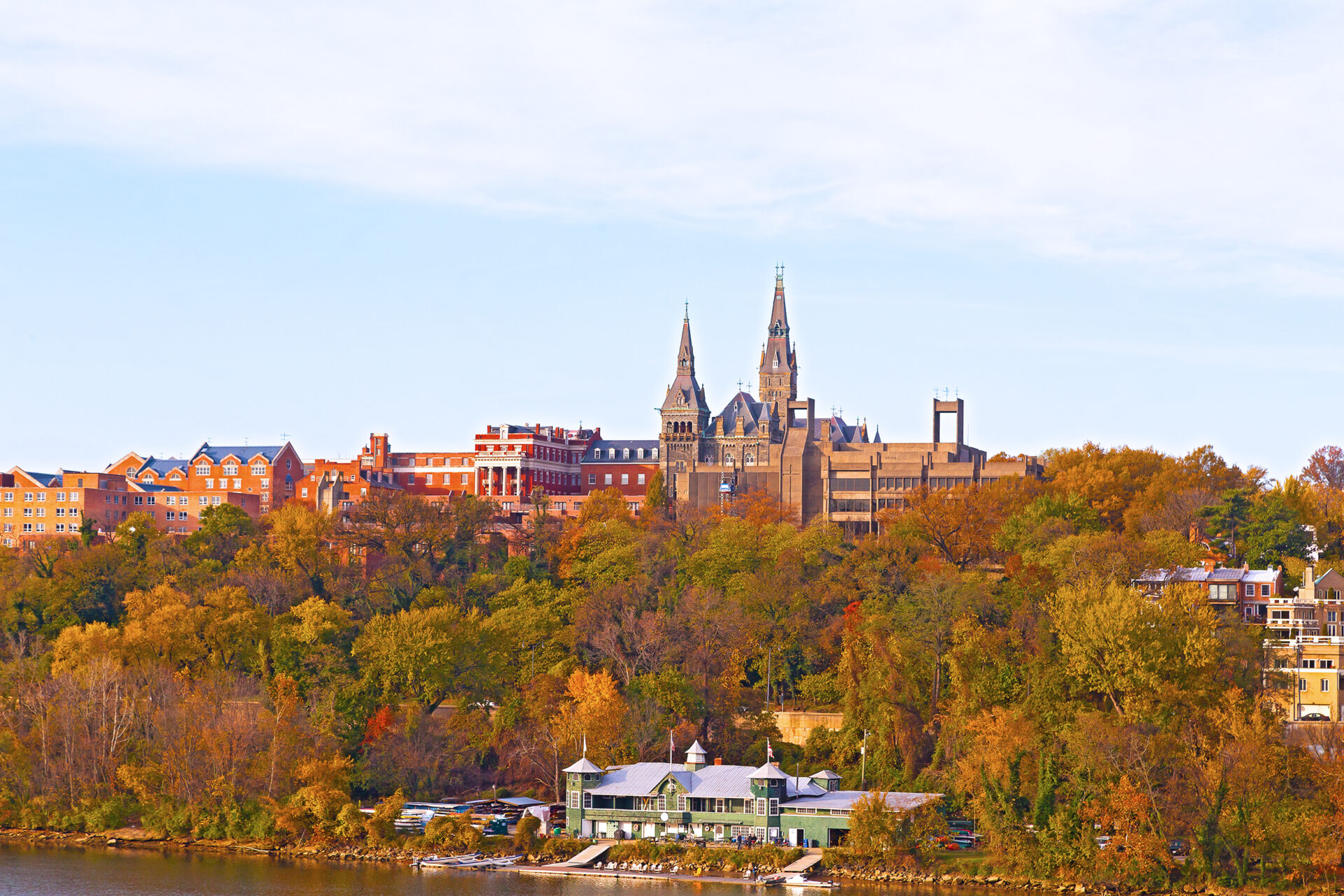Georgetown University campus overlooking the Potomac River in Washington DC